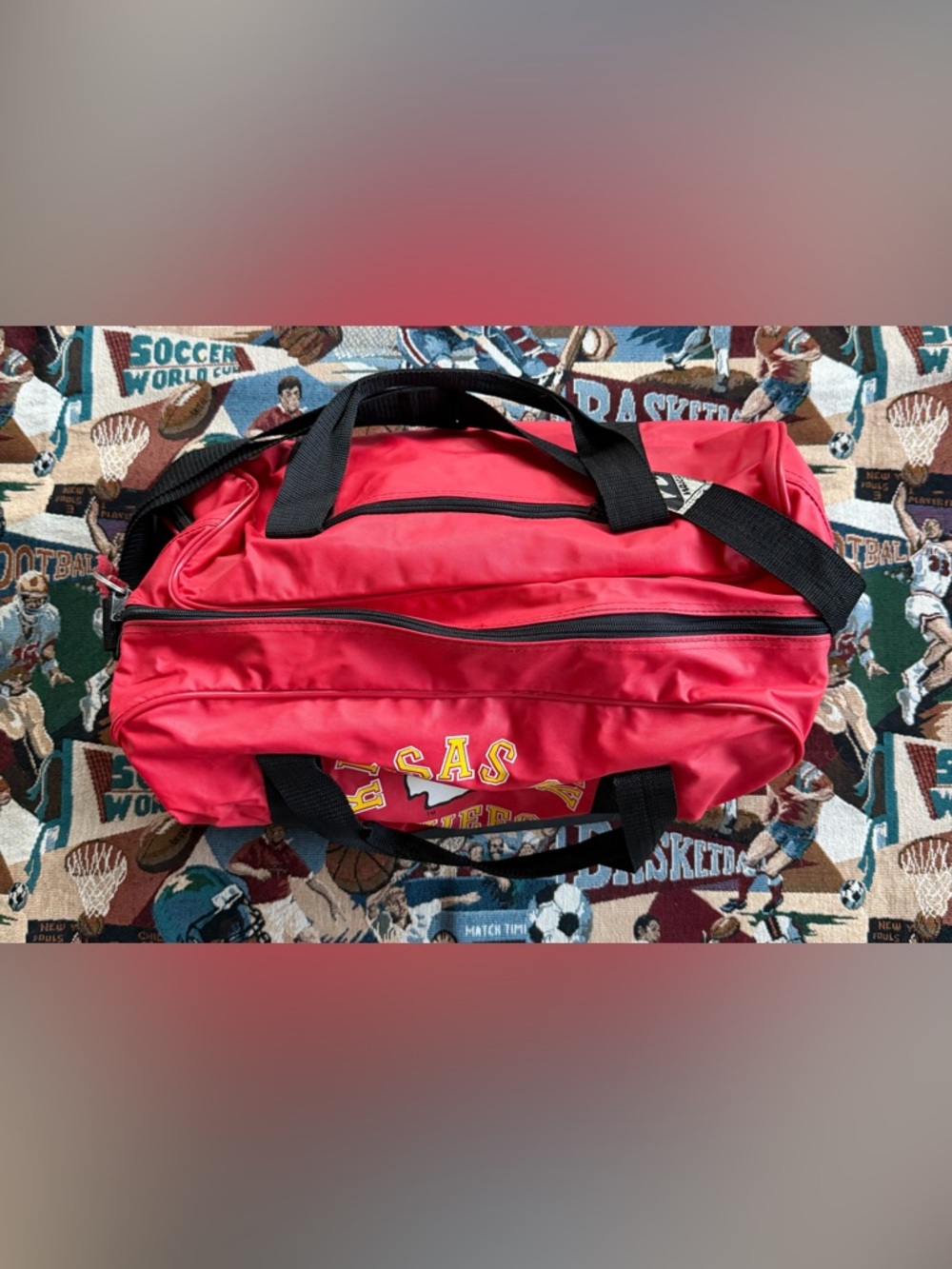 Vintage 90s NFL Kansas City Chiefs Red Duffel Bag - Picture 2 of 8